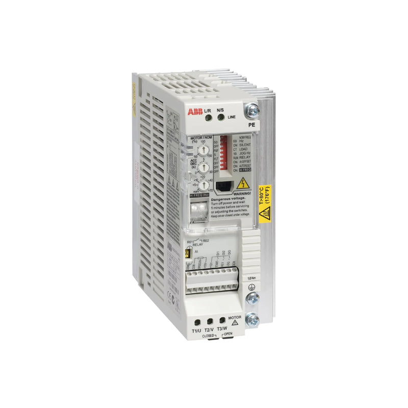ABB ACS55-01E-09A8-2 frequency converter for precise motor speed control in industrial and commercial applications, energy efficient.