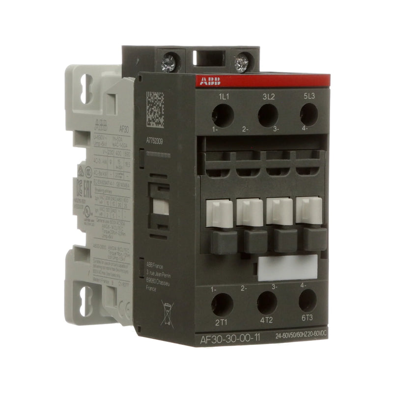ABB 3-pole contactor with 30A, 24V coil. Energy efficient, versatile in industrial settings.