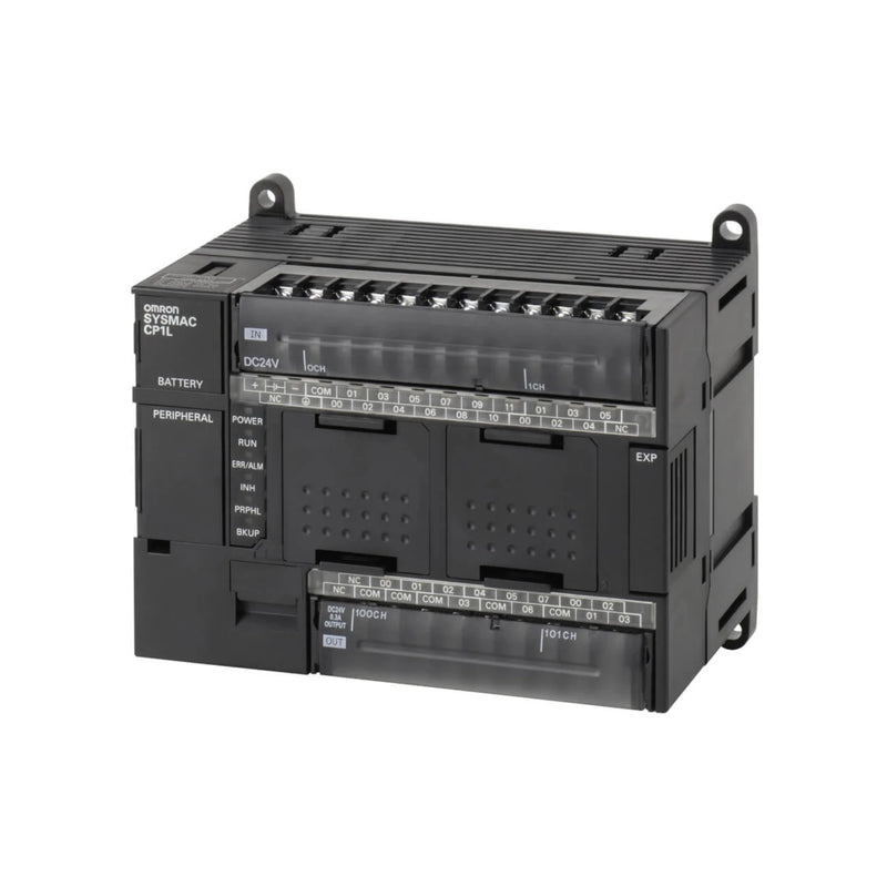 Omron CP1L-M30DR-D compact PLC with 18 inputs, 12 relay outputs, and 24 VDC power for reliable control in industrial automation systems.