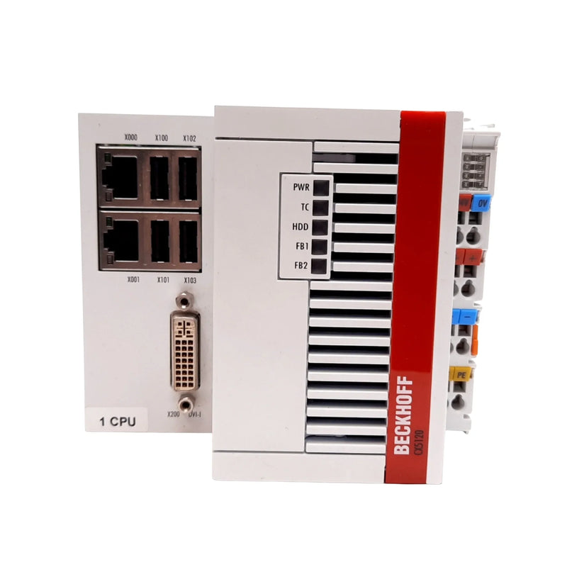 Incredibly compact Beckhoff CX5120 PC, featuring Intel Atom E3815, with fanless EtherCAT capabilities.