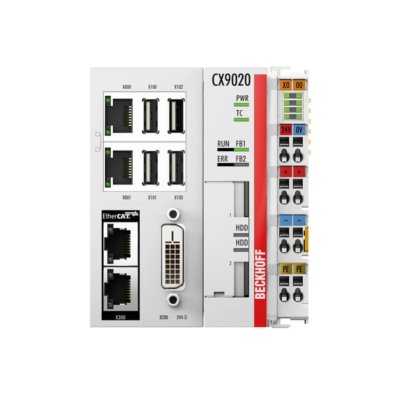 Beckhoff CX9020 embedded PC, ARM Cortex A8 fanless controller, EtherCAT, ideal for DIN-rail mounting in industrial use