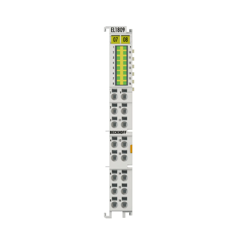Beckhoff EL1809 terminal offers reliable 24V DC signal acquisition in automation with high-speed performance.