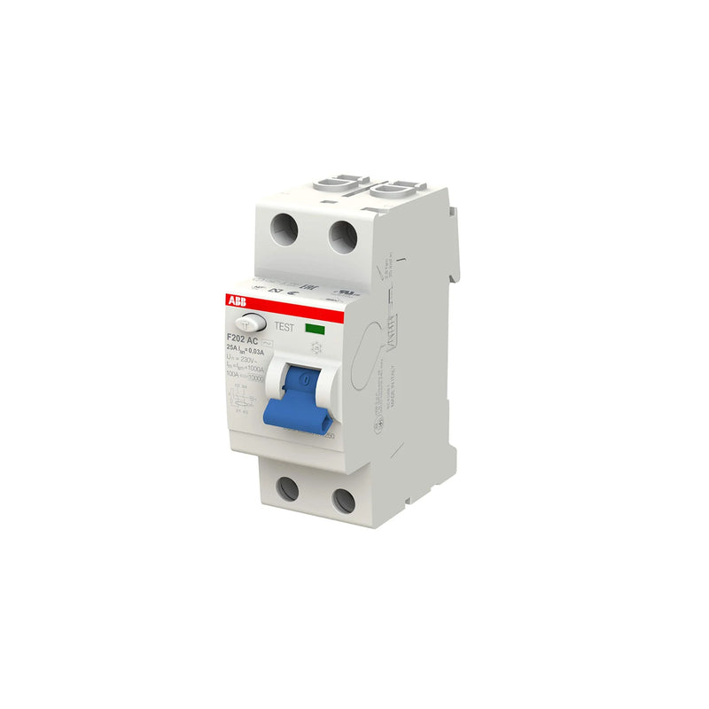 ABB F202AC RCCB offers safety with 25A current, 0.03A sensitivity for diverse installations.