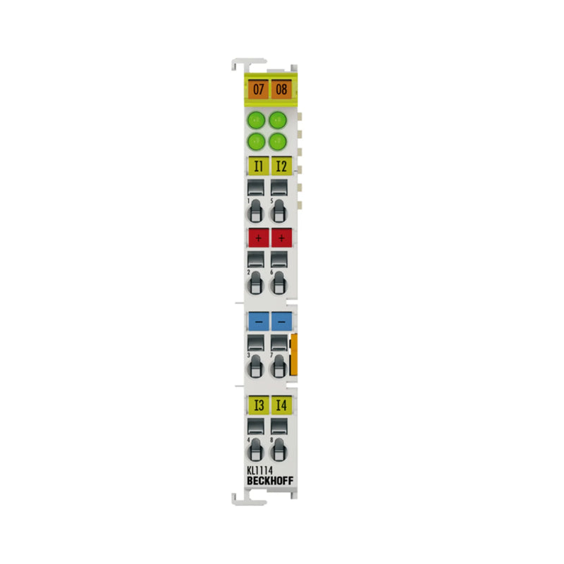 Beckhoff KL1114 digital input terminal with four channels for effective signal capture in industrial automation tasks.