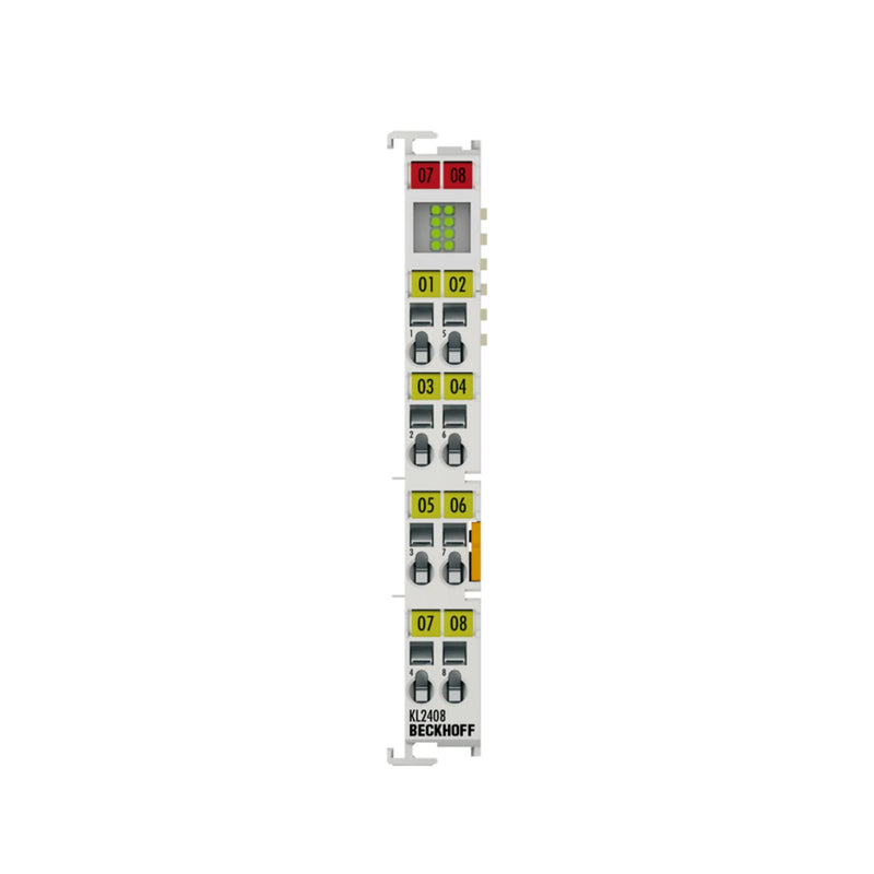 Beckhoff KL2408, 8-channel 24V DC output terminal for industrial automation, ensuring fast and reliable signal management.