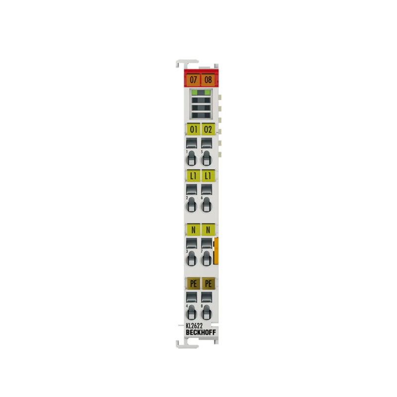 Beckhoff KL2622 2-channel relay output terminal for 230V AC loads, perfect for industrial automation safety.