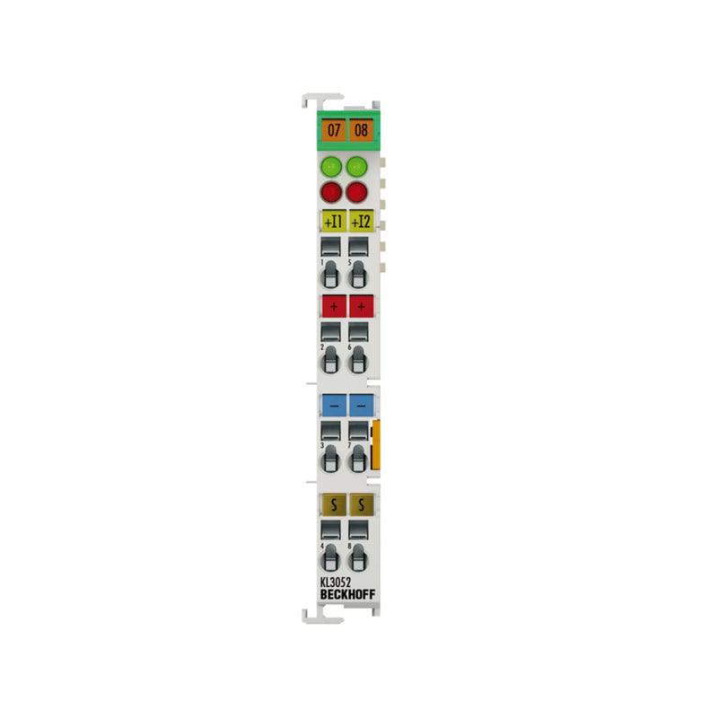 KL3052 two-channel analog input terminal offering precision 0-20mA measurements for industrial automation with 12-bit resolution.