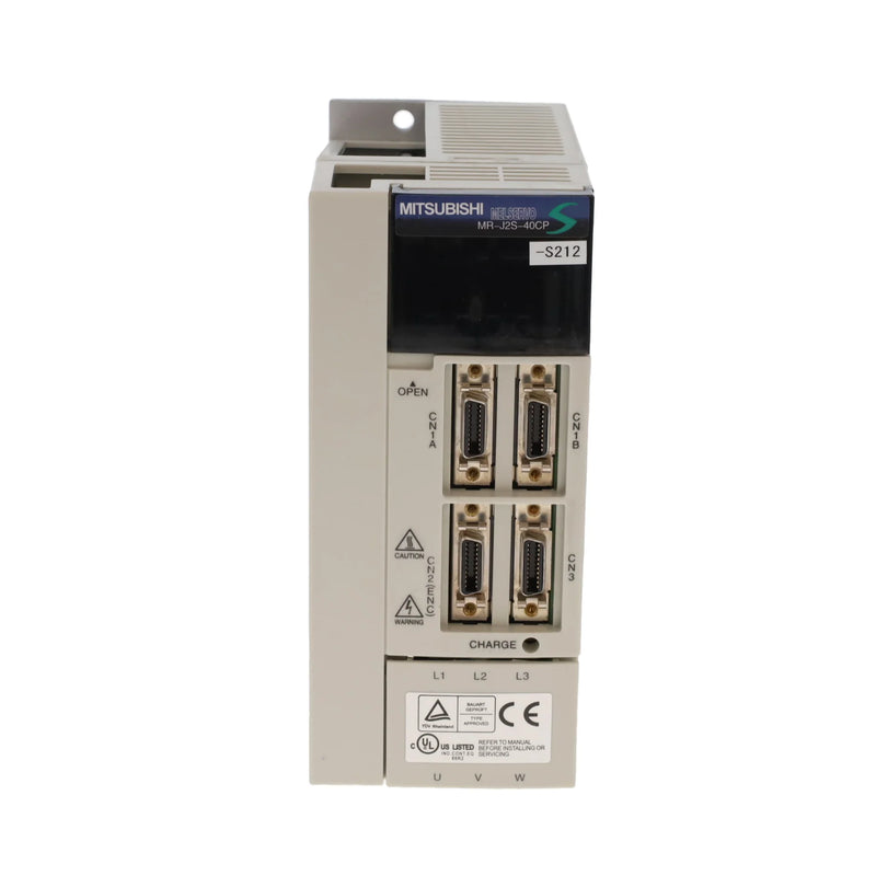 Mitsubishi MR-J2S-40CP-S212, 400W servo amplifier, 200V-230V AC, CC-Link ready with positioning control.