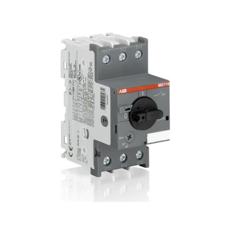 Image of ABB MS116-25 contactor module for motor control in industrial applications.