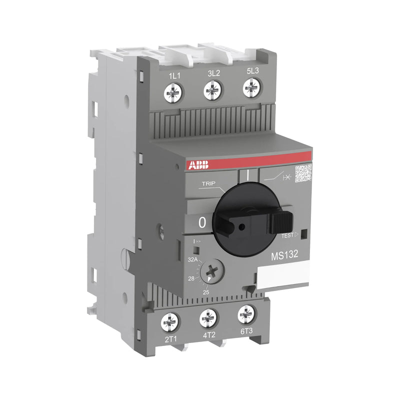 ABB MS132-25 circuit breaker designed for reliable motor protection with 25A current and 3-pole configuration.