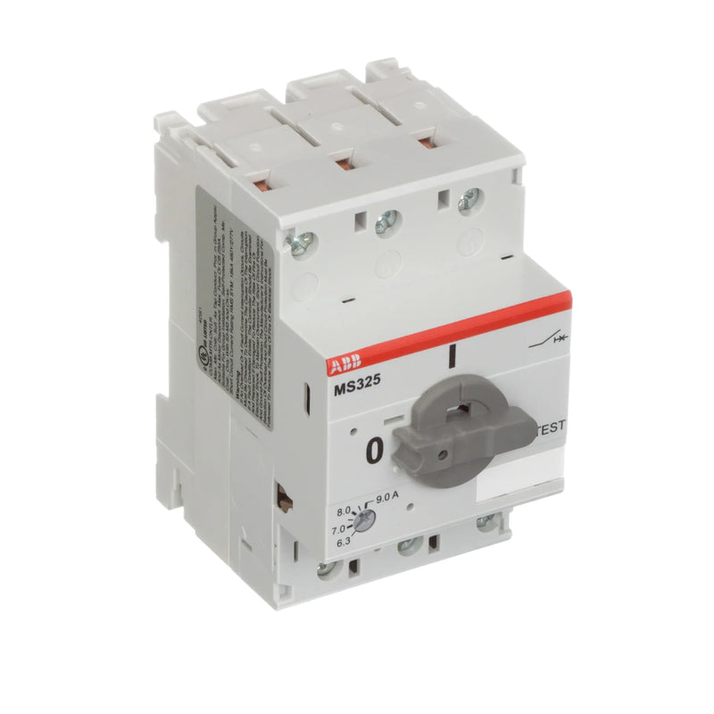 ABB MS325-9 circuit breaker ensures motor safety and efficient operation, guarding against overloads in diverse setups.