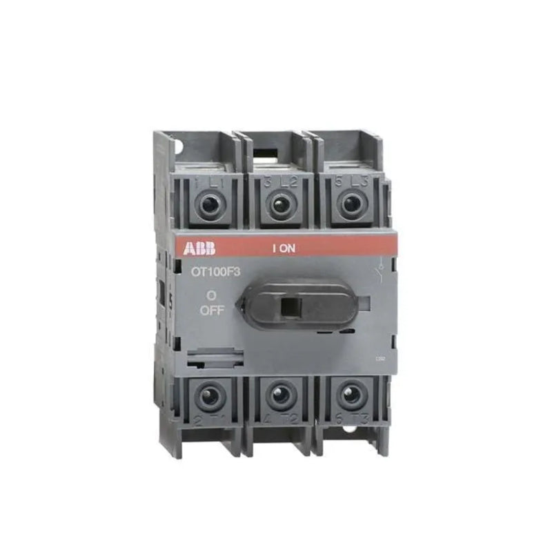 ABB OT100F3 MCCB with 100A current rating for reliable overload and short circuit protection in industrial systems.