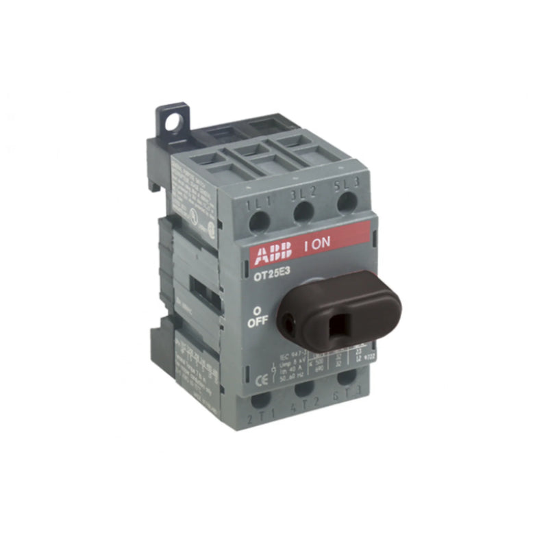 Front-operated ABB OT25E3 - ideal disconnect switch for industrial electrical circuits safely.