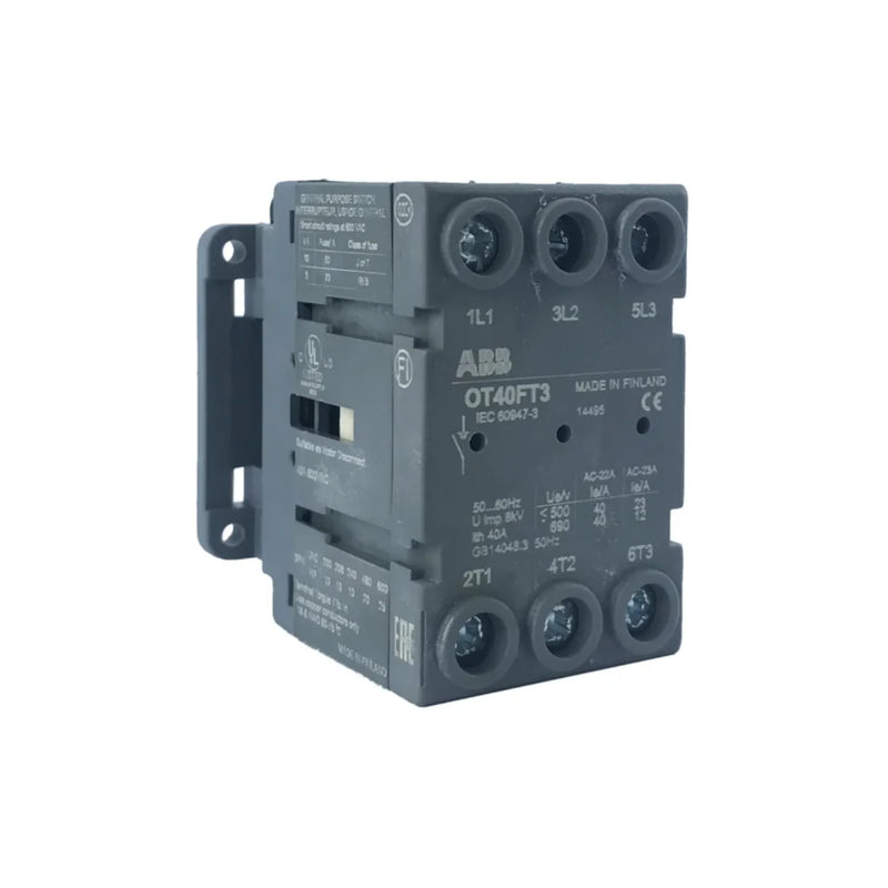 ABB OT40FT3 40 A thermal magnetic circuit breaker for industrial protection, compact design