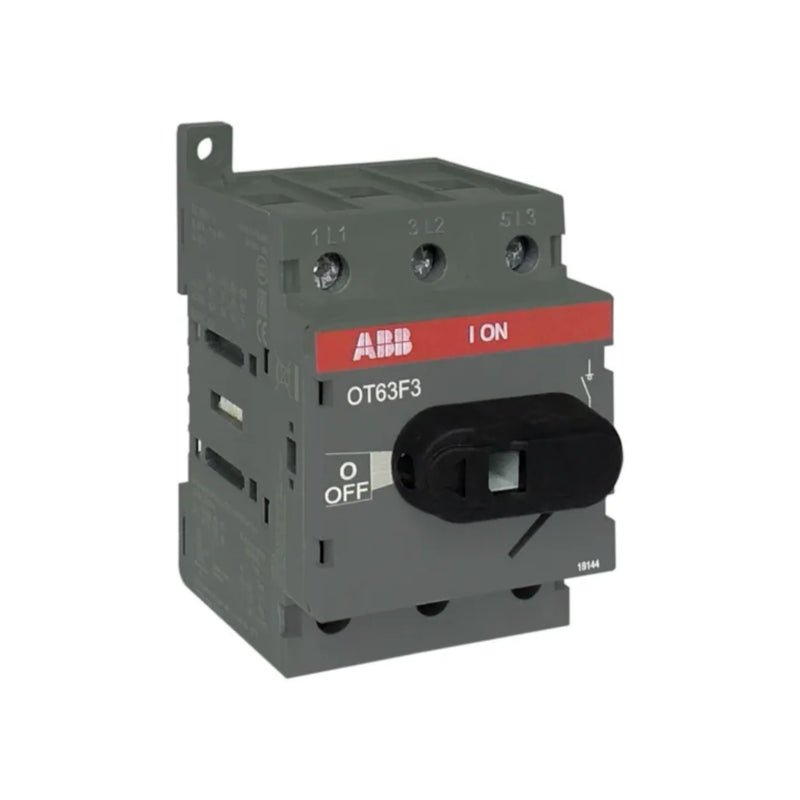 ABB OT63F3 3-pole door-mounted switch-disconnector, secure and front-operated, suitable for industrial use.