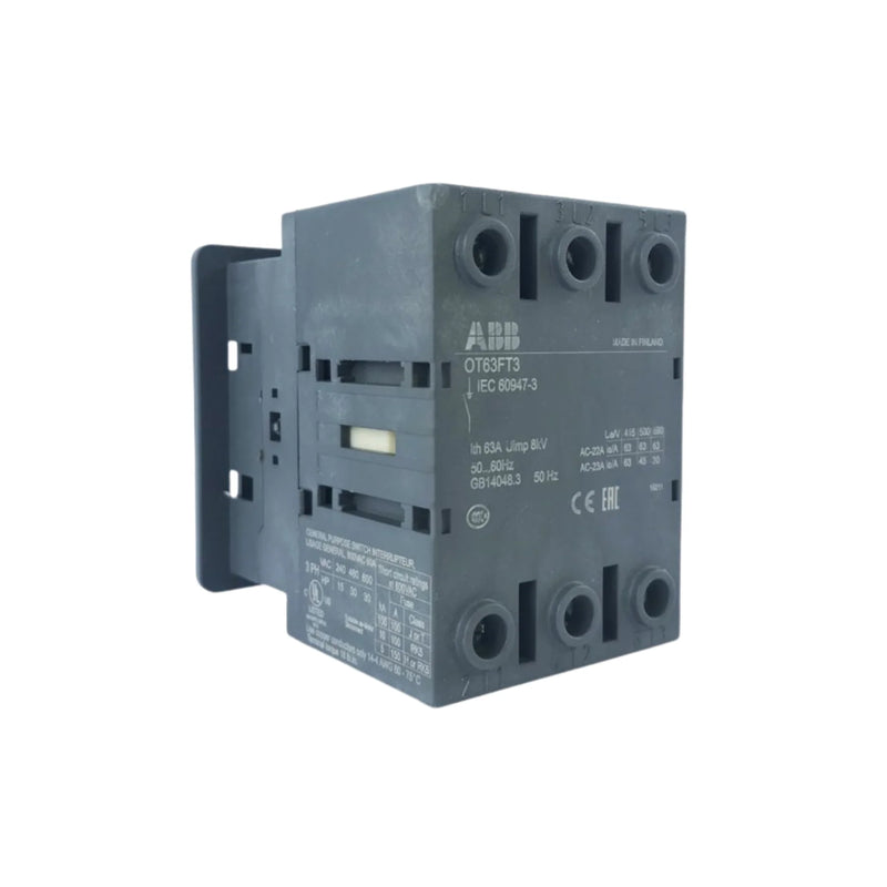 ABB OT63FT3 breaker provides industrial and commercial circuit protection with 63 A rating and compact design.