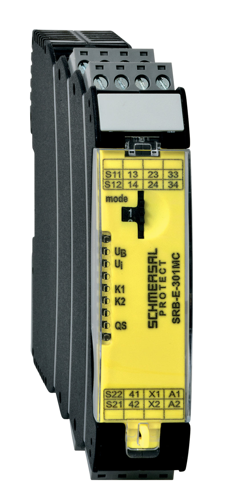 Compact Schmersal SRB-E-301MC safety relay with industrial-grade enclosure for enhanced reliability.