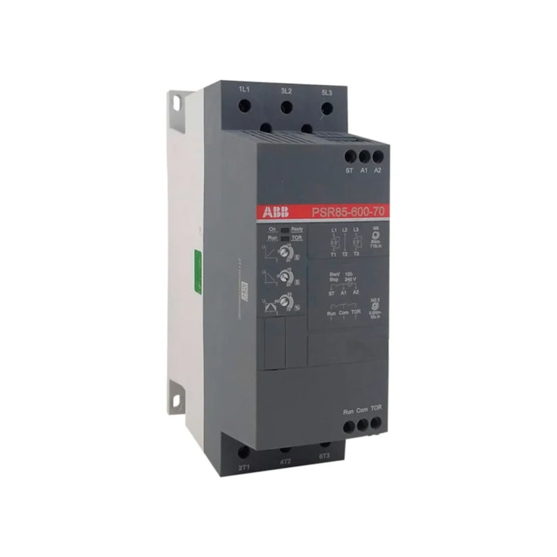 Compact ABB PSR85-600-70 soft starter ensuring efficient and smooth motor operations.
