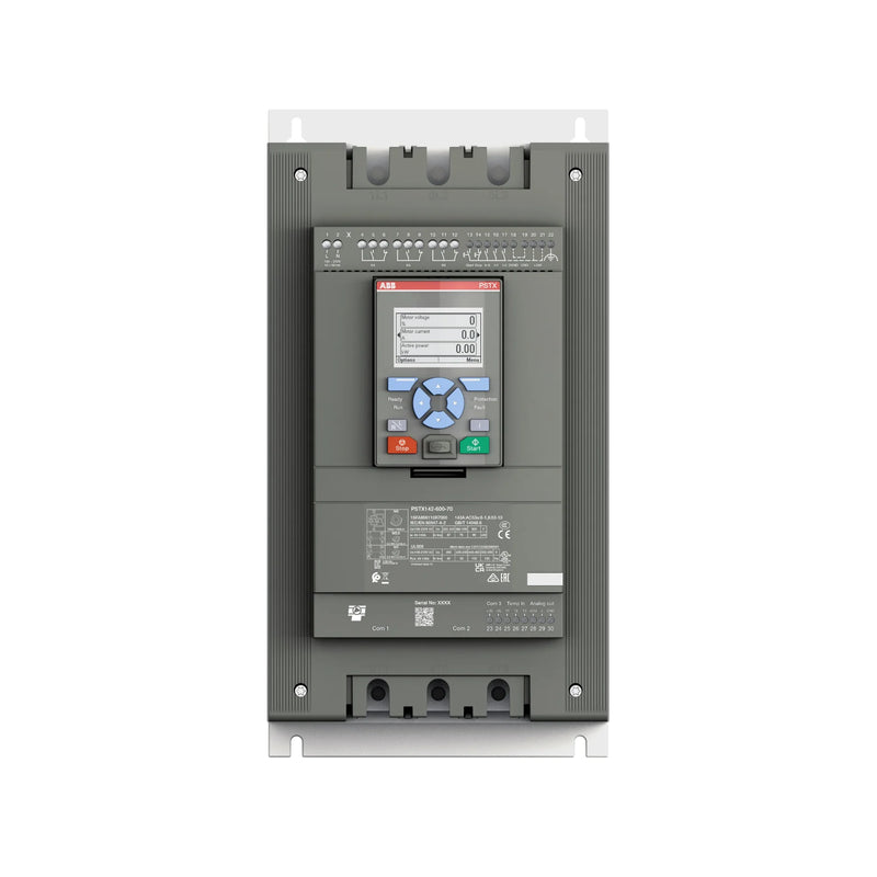 ABB PSTX142-600-70, 142 A, softstarter, 600 V, with advanced motor protection and built-in bypass for industrial use.