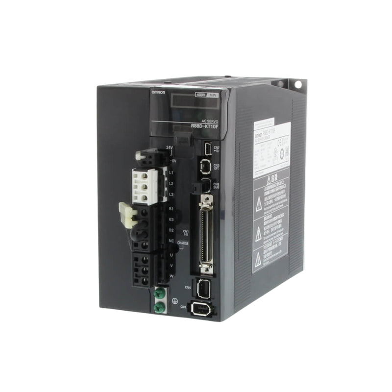 Omron R88M-KT10F Accurax G5 servo motor 1 kW 2000 rpm industrial automation.