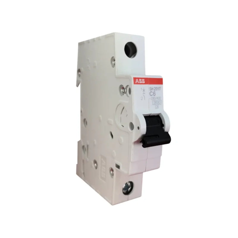 ABB S201-C6 mini breaker, 6A rating, C-curve, for circuit protection, reliable and compact design