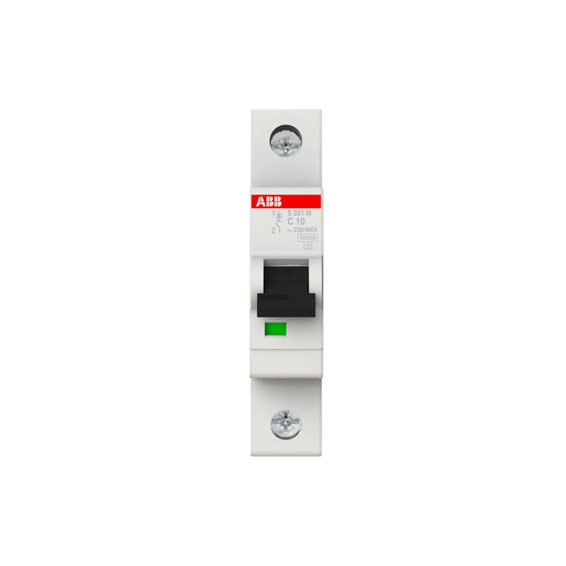 ABB S201M-C10 circuit breaker, compact and reliable, ensures efficient protection in various electrical settings.