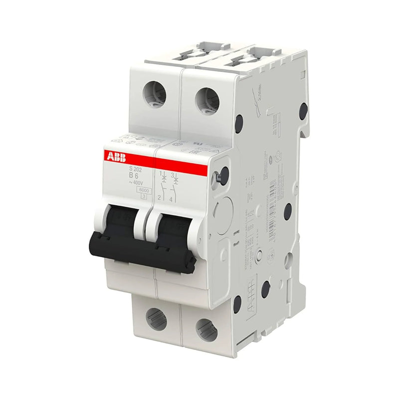 ABB S202-B6 miniature breaker offers dependable overload and short circuit protection for various electrical systems.
