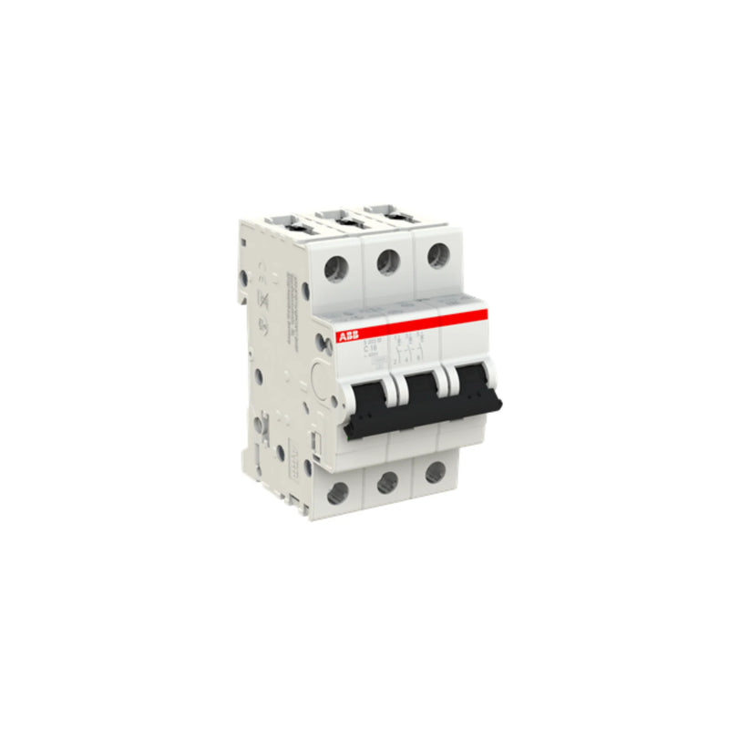 ABB S203M-C16 MCB, 16A 3-pole, reliable short-circuit and overload protection, suitable for diverse environments.