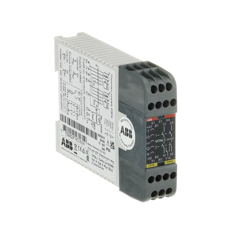 ABB VITAL 1 safety controller designed for effective monitoring of industrial safety devices and meeting high safety standards.