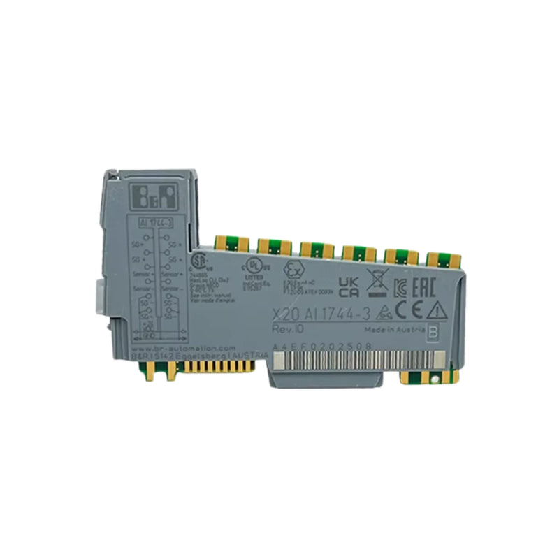 B&R X20AI1744-3 module for precise industrial measurements with 1 full-bridge strain gauge input and 24-bit resolution.