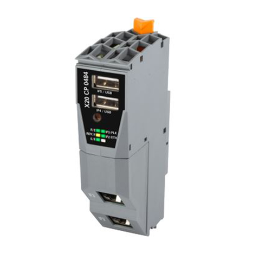 B&R X20CP0484 PLC featuring Ethernet and CAN bus for real-time control and automation.