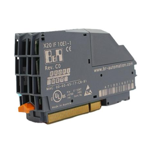 B&R X20IF10E1-1 module with dual RJ45, integrated switch, and fast communication for industrial automation.
