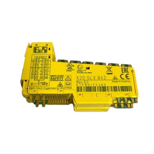 B&R X20SLX842 module for safety in industrial automation, SIL3, and PL e compliant, enhancing control systems.