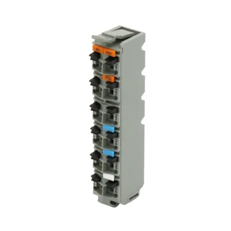 B&R X20TB12 terminal block with screw clamps for X20 I/O modules. Industrial automation, DIN rail mount, secure wiring.
