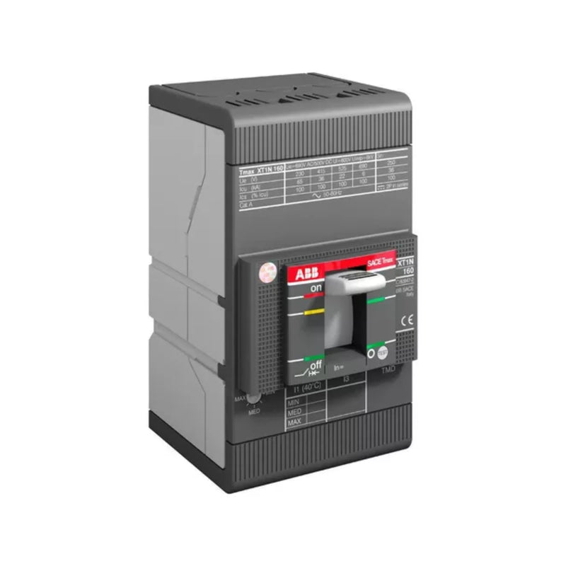 ABB XT1N 160 circuit breaker, 3-pole, 160 A, IEC standard, suitable for industrial and commercial use.