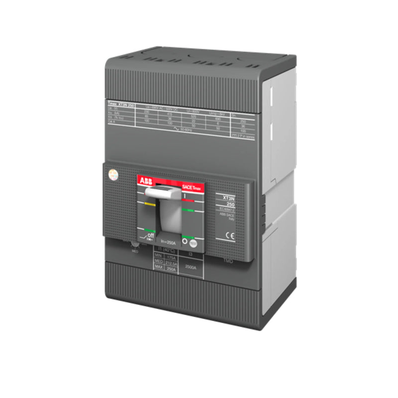 ABB 250A molded case circuit breaker ideal for industrial and commercial use, offering reliable protection