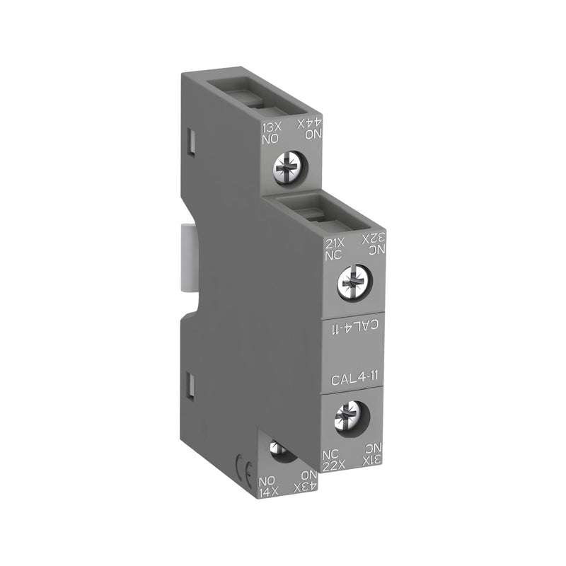 ABB CAL4-11 auxiliary contact block 1NO 1NC enhances ABB contactor functionality.