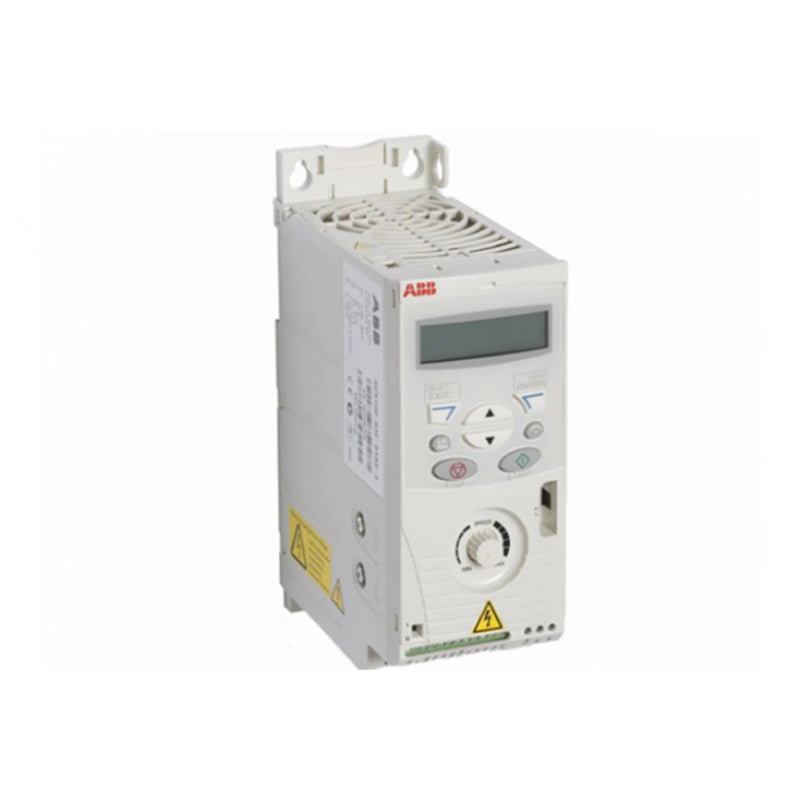 Compact ABB ACS150-03E-05A6-4 VFD, 3 HP, IP20, 480 V, keypad and EMC filter for OEM motor control.