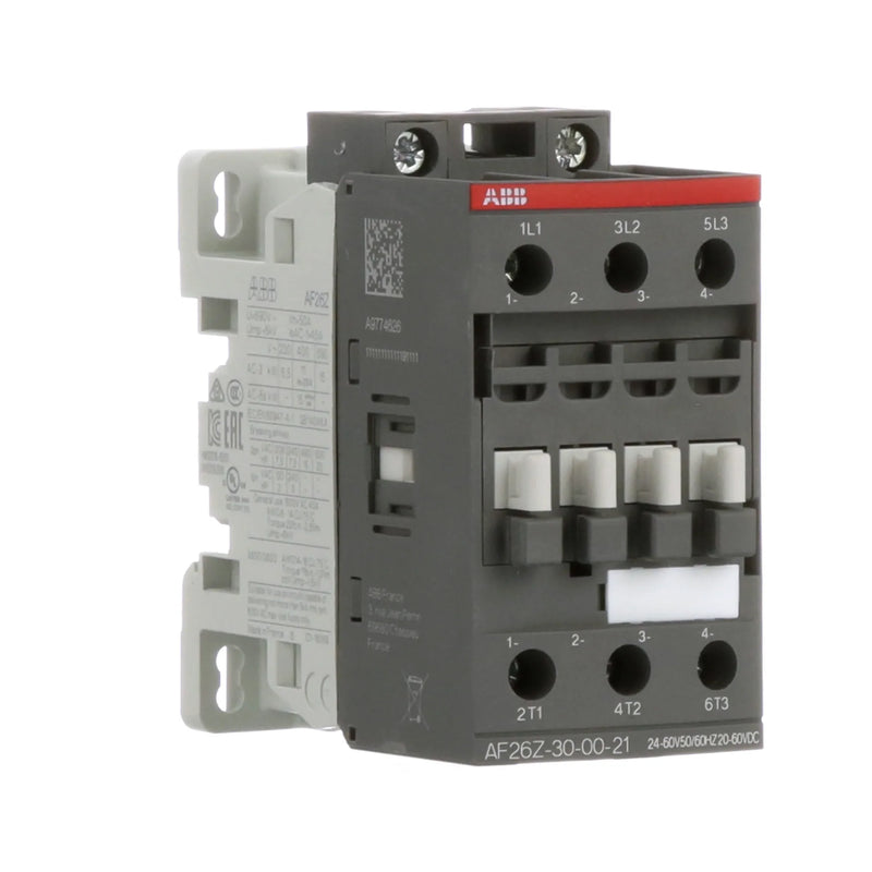 Robust ABB 26A, 20-60V DC contactor for motor control and power management in industrial settings.